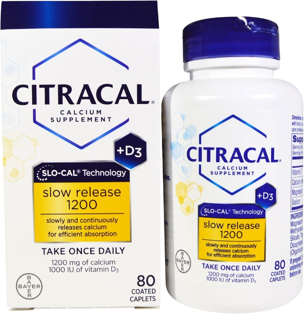 Citracal 칼슘 +D 느린 방출 1200의 입히는 정제 - 80 ea (포장 2)