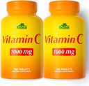ALFA VITAMINS 비타민 C 보충교재 1000mg의 면역 지원 & 건강한 피부를 위한 강력한 산화제는, 교원질 형성을 승진시킵니다, 매일 웰니스를 위한 규정식 보충교재, 100개의 정제, 2개의 병 팩을 승진시킵니다