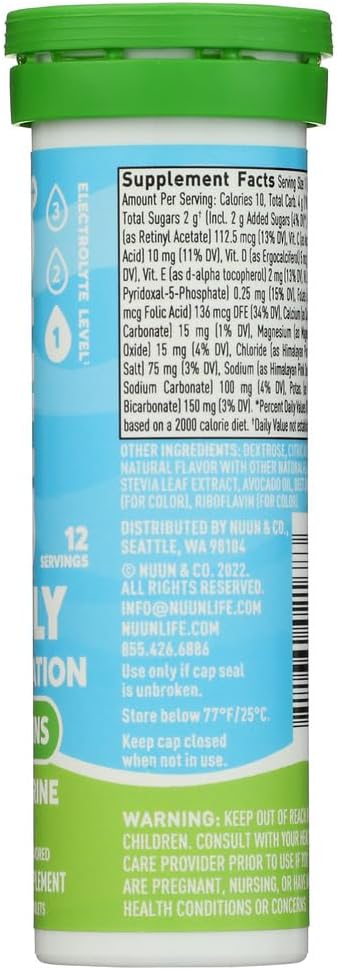 Nuun Vitamins: Electrolyte + 비타민 음료 정제, Tangerine Lime, 12 개 (팩 4)