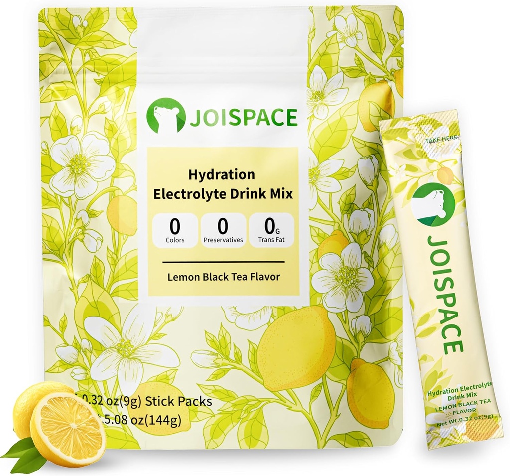 JOISPACE 전자 음료 믹스 티 폴리 페놀 | 패스트 히스 & 일렉트로스트 | 비 GMO, 비건, 글루텐 프리 | 레몬 티, 16 인분