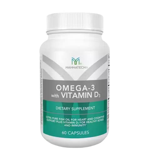 Bone, Heart Health 및 Cognitive Support를 위한 비타민 D3를 가진 Mannatech Omega-3, 순수한 물고기 기름의 만드는
