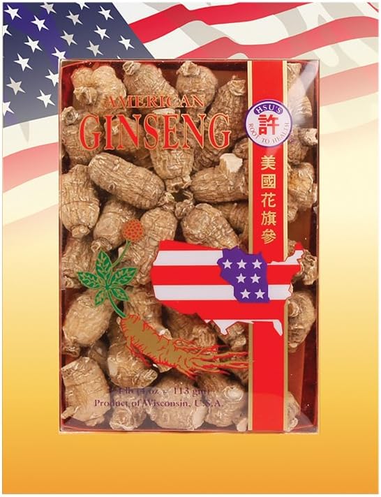 Hsu's Ginseng SKU 113-4 | Short Medium Small | Marathon Co, Wisconsin USA의 미국 인삼 재배 |  4花花 | 4oz Box, 西DE, B0054ELDEY