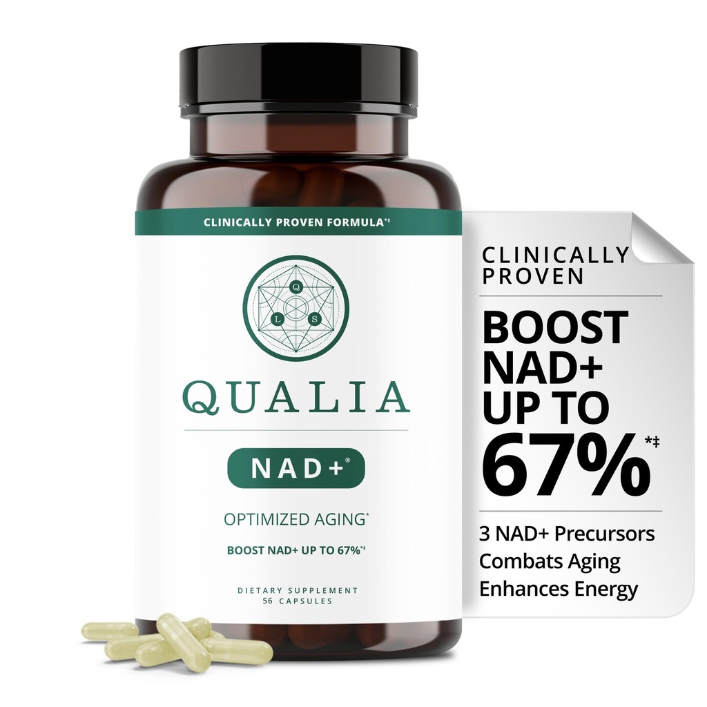 Qualia NAD 보충 - 임상적으로 입증 된 NAD + 최대 67%. 최적화 된 노화, 에너지, 초점. 엘리트 NAD + 부스터 재료 Nicotinamide Riboside (NIAGEN), Niacin, Niacinamide (1 개월 공급)