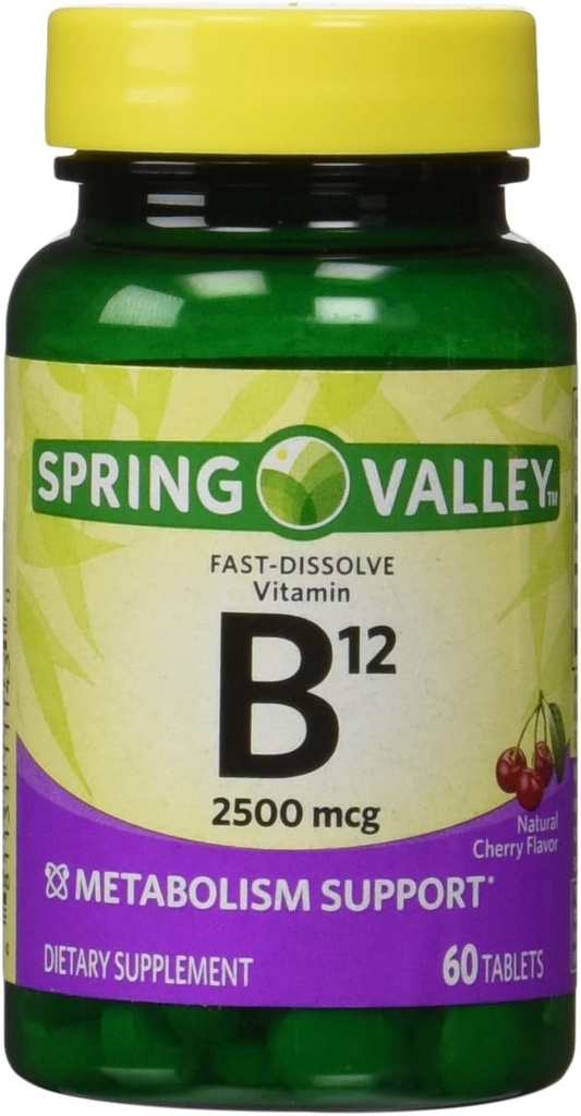스프링 밸리 - 비타민 B-12 2500 mcg, 하위 언어, 60 Microlozenges