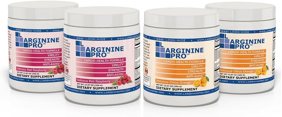 L-ARGININE PRO | 5,500mg L-Arginine Plus L-Citrulline 1,100mg 라즈베리 & 오렌지 파우더 음료 믹스 보충