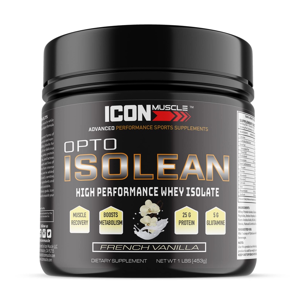 Isolean Whey Protein Isolate Powder, 바닐라, 초콜릿, 딸기, 쿠키 및 크림, 소금 카라멜, 초콜릿 땅콩 버터, 1 파운드 (바닐라)