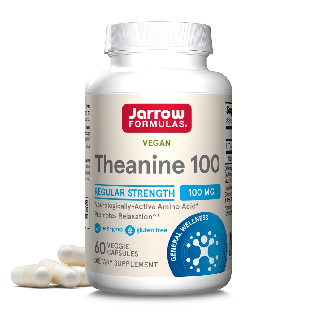 Jarrow 공식 여분 힘 Theanine 200mg & 일정한 힘 Theanine 100mg Relaxation 지원 캡슐 뭉치, 120의 Veggie 캡슐
