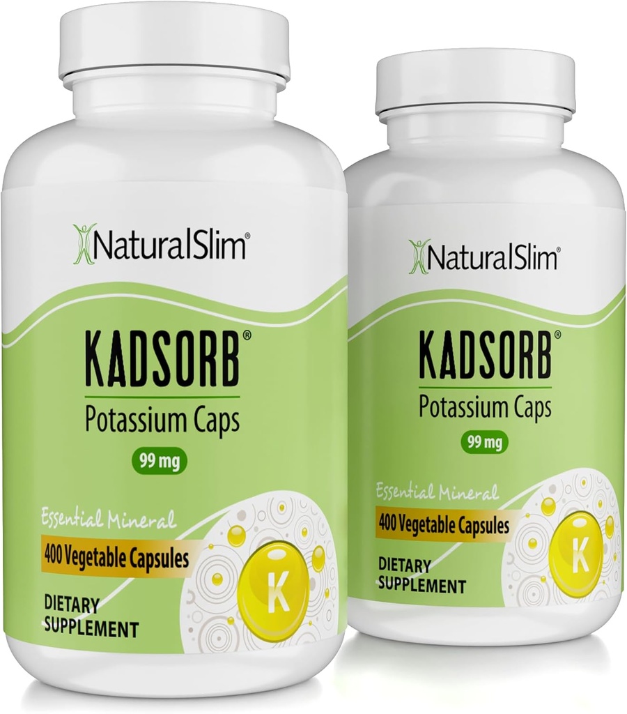 NaturalSlim Natural Potassium Citrate Gluconate 99 mg - Kadsorb는 Electrolyte Balance & Normal pH를 지원합니다. 필수 미네랄이 함유 된 흡수성 칼륨 보충제 - 비 GMO 400 캡슐 2 팩