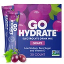 GoHydrate Instant Hydration Powder Packets - 낮은 나트륨 Electrolytes 음료 혼합 - 천연 히드라 션 지원, 설탕 무료 비타민 D, 30 팩, 포도