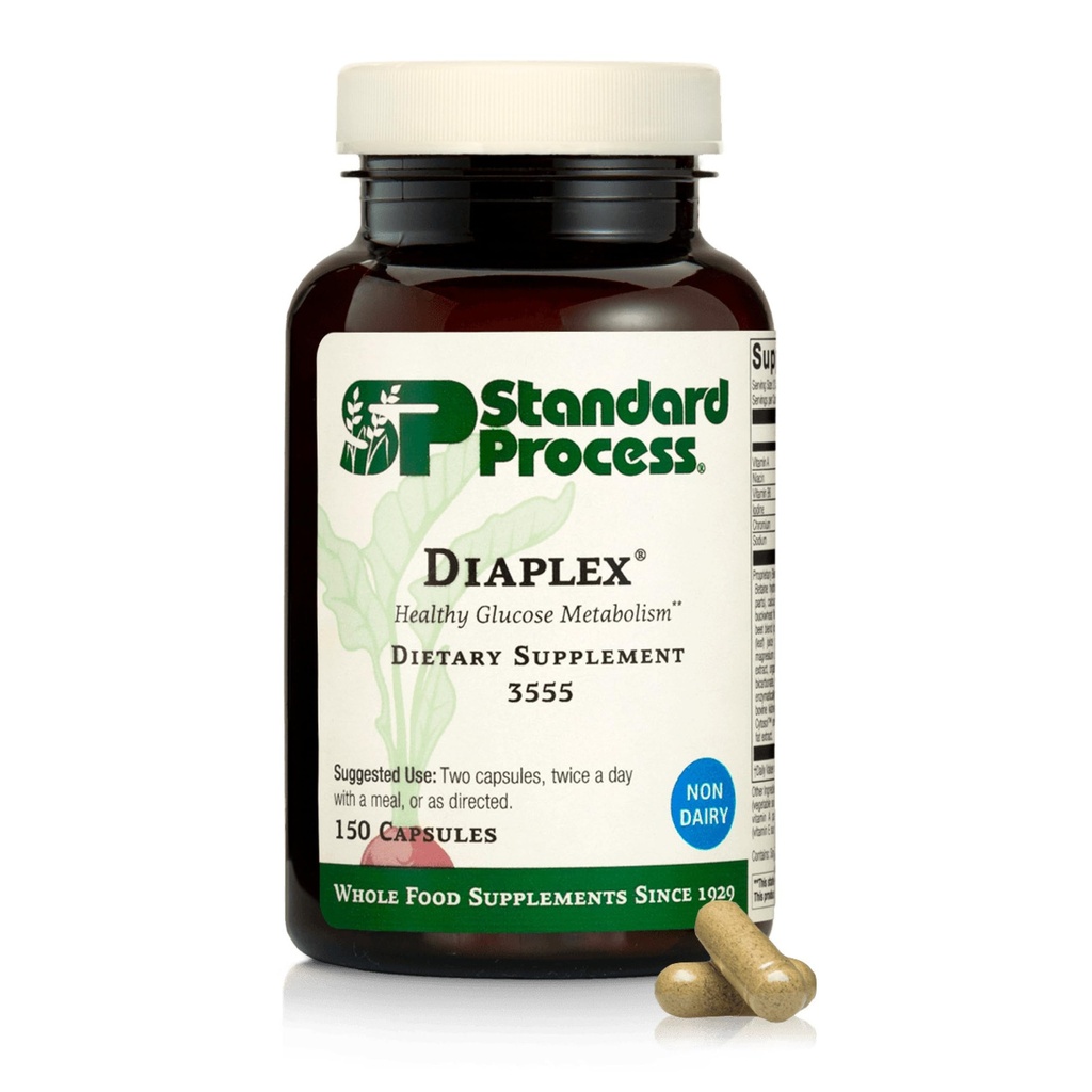 Standard Process Diaplex - Pancreas & Gallbladder 지원을위한 보충 - Chromium & Antioxidant Vitamin A - Non-Dairy - 150 캡슐 (75 서빙)