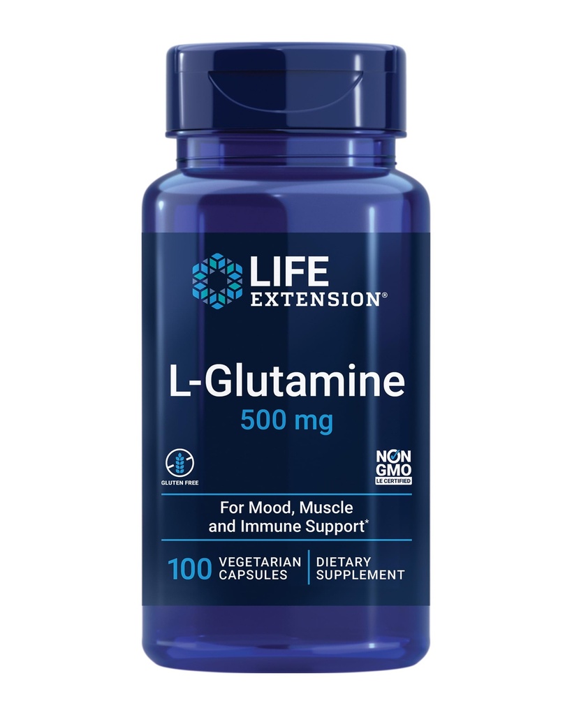 생활 연장 L 글루타민, 500 mg L 글루타민, 아미노산, 지원 근육 건강 및 면역력, 글루텐 자유로운, 비 GMO, 100 채식 캡슐