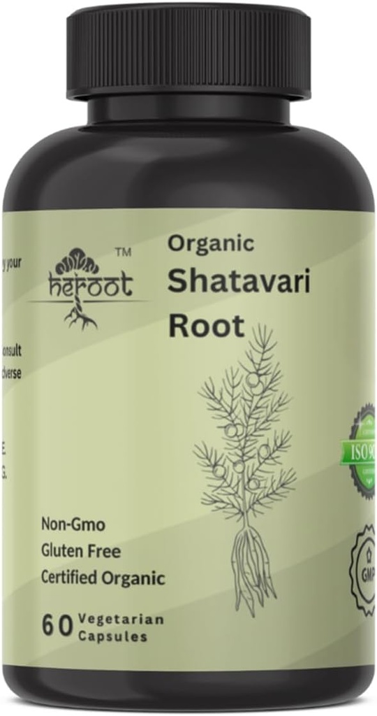유기 Shatavari 뿌리 500mg (Asparagus racemosus) 정신적 위기 완화, 정신적 지원, 여성의 건강 | 60 캡슐 | Hormonal Balance Support