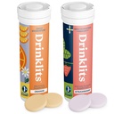 Drinklits Orange Daily Hydration Tablets + Strawberry Immunity Tablets (2) 튜브 팩 | Essential Electrolytes – Great Taste – Immune Support | 20 서빙 (10 튜브 당 정제)