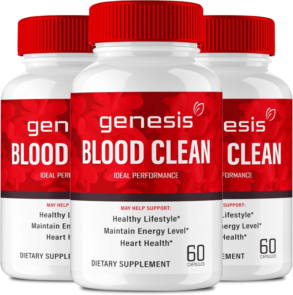 Genesis Blood Clean 캡슐 - 최대 강도를위한 고급 공식 보충 - 천연 혈관 청소기, GenesisBlood Clean Pills, GenesisBloodClean Pastillas 리뷰 (3 팩)