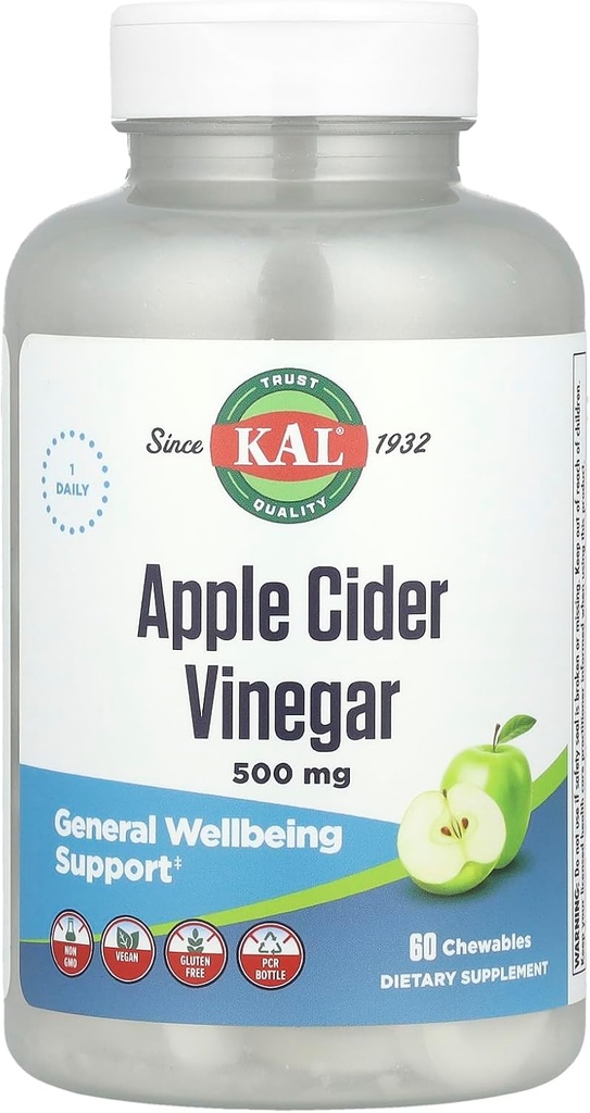 Kal Apple Cider Vinegar - 500 mg - 60 화학 정제