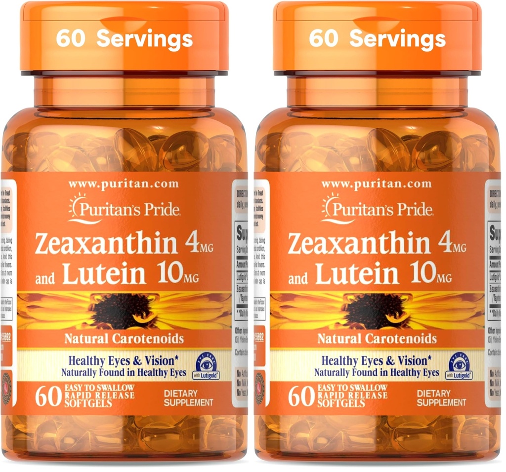 Puritan의 Pride Zeaxanthin 4mg Lutein 10mg, 건강한 눈 및 Vision*, 60 ct (패치 2)
