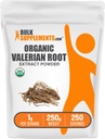 BulkSupplements.com 유기 Valerian 추출물 분말 - Valerian 뿌리, 초본 보충에서 Sourced - Gluten 무료, 서빙 당 1g, 250g (8.8 oz) (1의 포장)