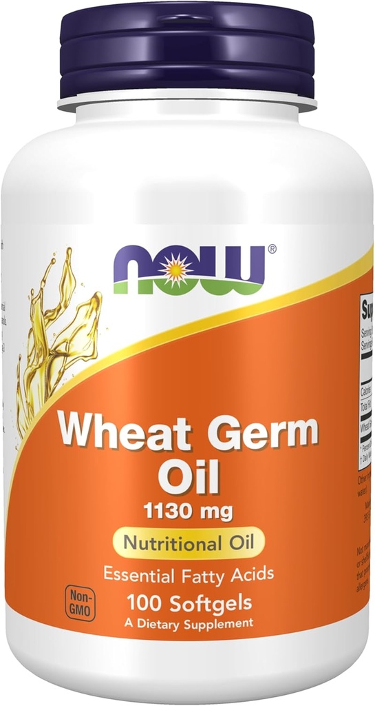 NOW 식품 보충제, 밀 거름 오일 1,130 에센셜 지방산 (EFA), 영양 오일, 100 Softgels와 mg
