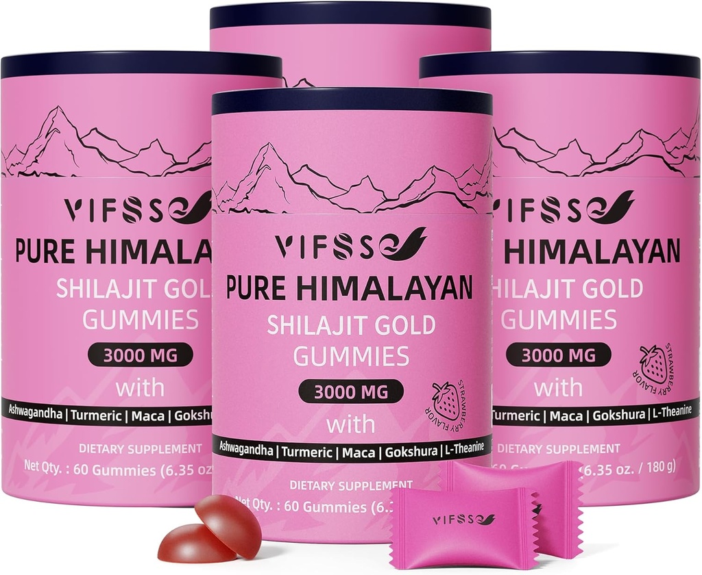 Shilajit Gummies, 3000 Mg Shilajit Ashwagandha, 남성과 여성을위한 Turmeric Sugar-Free Gummies, Shilajit Supplement, 에너지를위한 비 GMO 자연 Shilajit, 240 Gummies