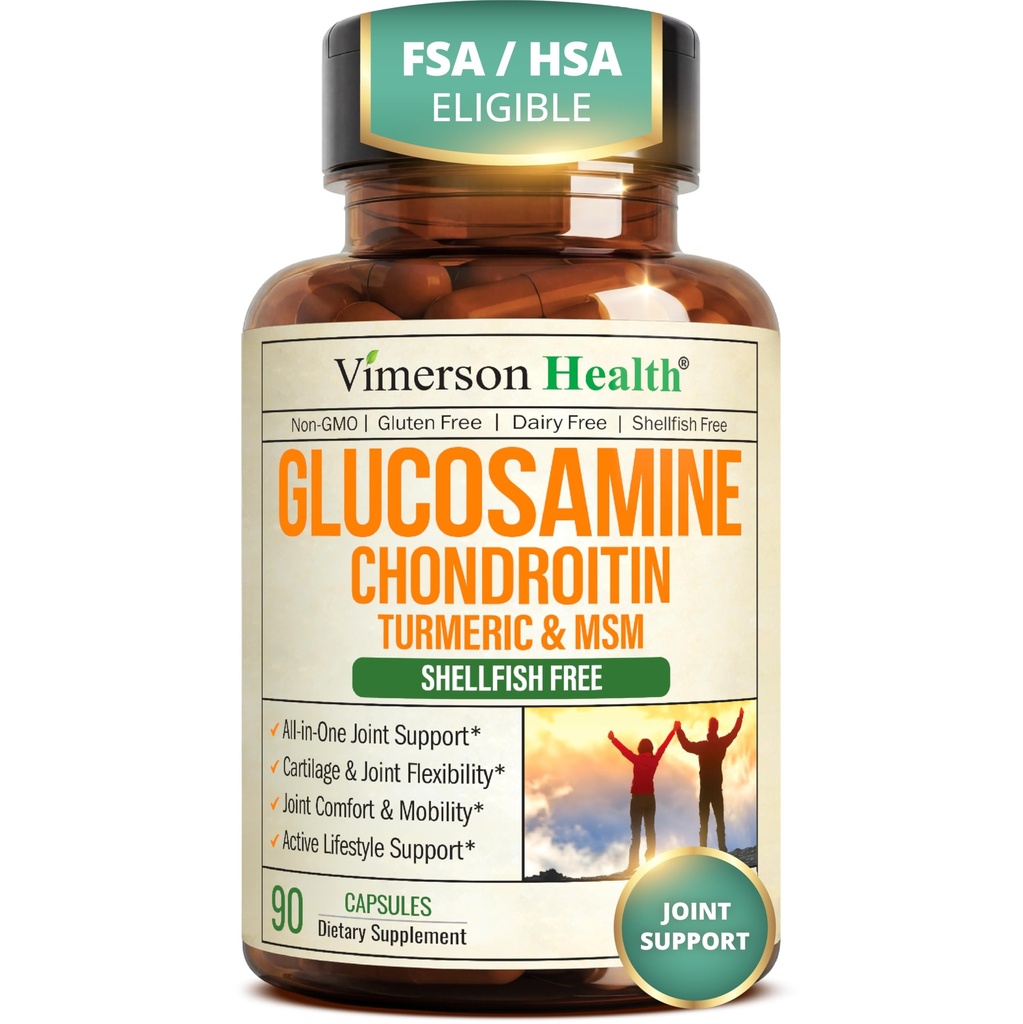 글루코사민 Chondroitin MSM – Glucosamine 황산염 1500 mg, Chondroitin 및 MSM를 가진 여자와 남자를 위한 합동 지원 보충교재 – 연골, 합동 건강 및 융통성 – 90의 캡슐