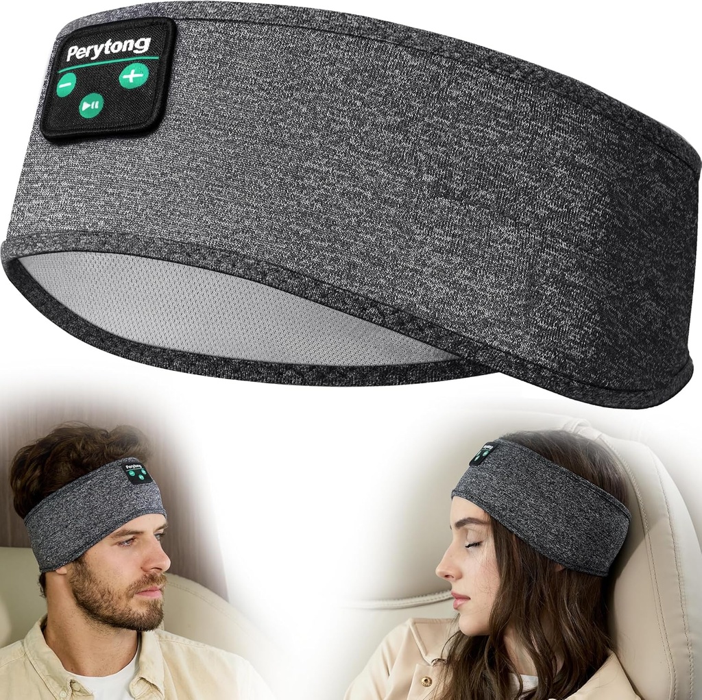 Perytong Sleep Headband - 사이드 슬리퍼를위한 Bluetooth 자력 헤드폰 - 여성 남성을위한 얇은 스피커 마이크로폰 선물 아이디어가있는 편안한 헤드폰