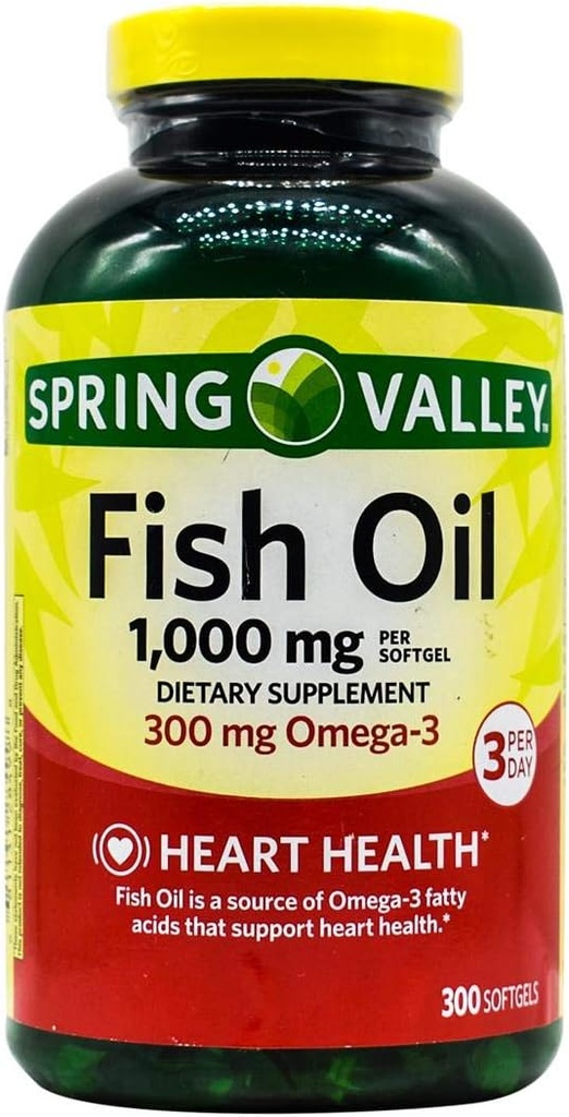스프링 밸리 - 물고기 기름 1000 mg, 300 Softgels