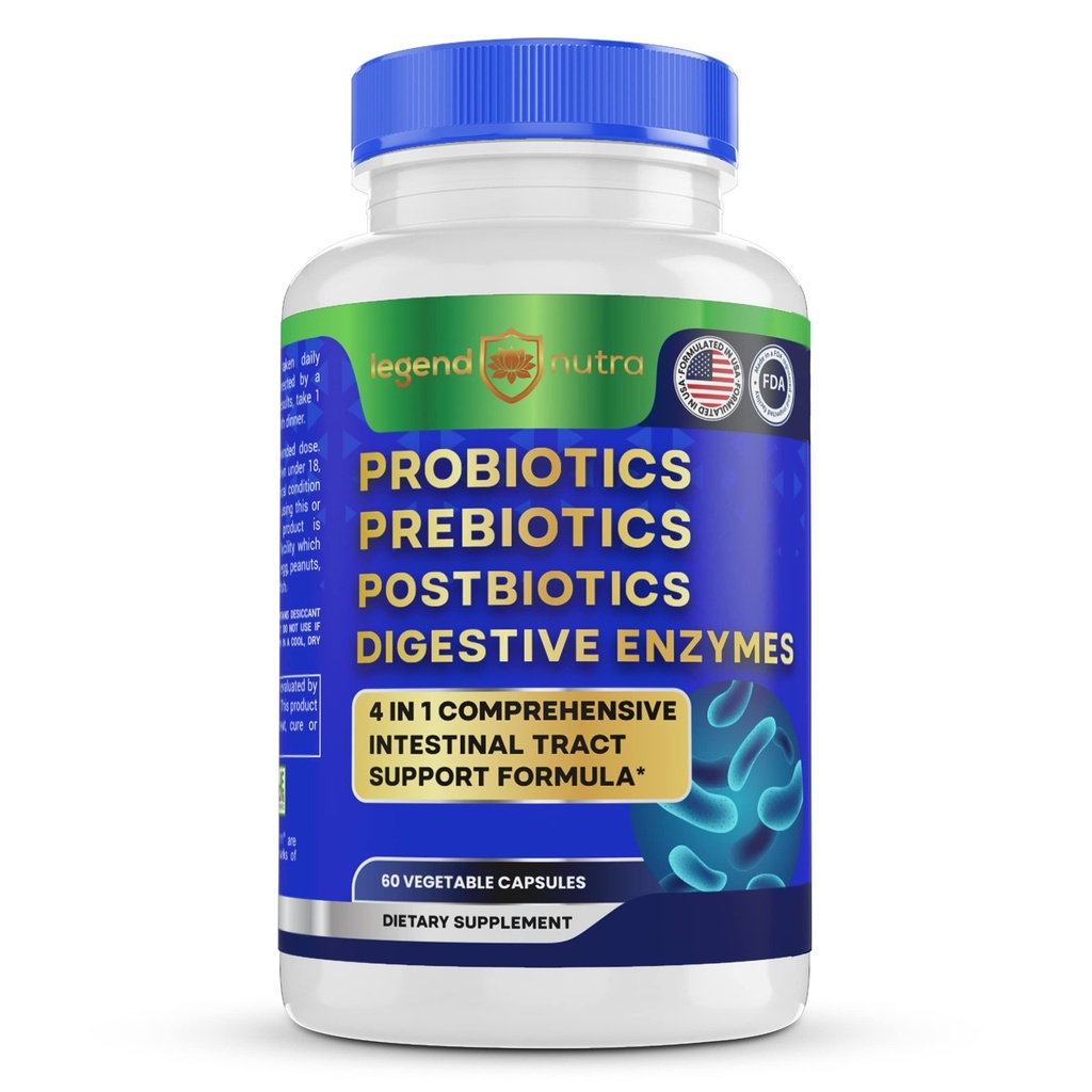 Probiotics Prebiotics Postbiotics Digestive Enzymes 4 에 1 포뮬러 60 조사 (팩의 1)