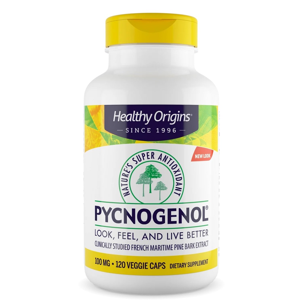 건강한 근원 Pycnogenol 100 mg (자연의 최고 산화 방지제, 비 GMO, 글루텐 자유로운, 심장 혈관 지원), 120 Veggie 모자