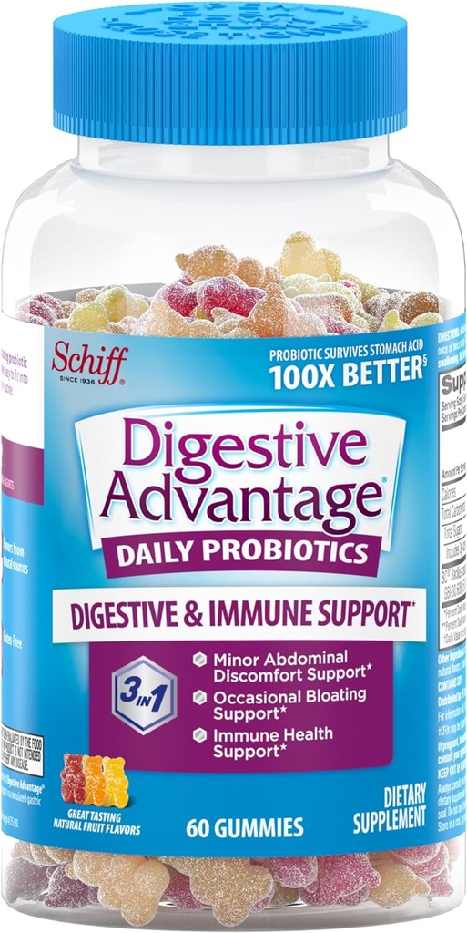 소화성 이점, 성인을 위한 Probiotic 거미, 60의 Gummies, 글루텐 자유로운, Survives 100x 더 나은, 분류된 과일 풍미, 지원 Digestive 건강