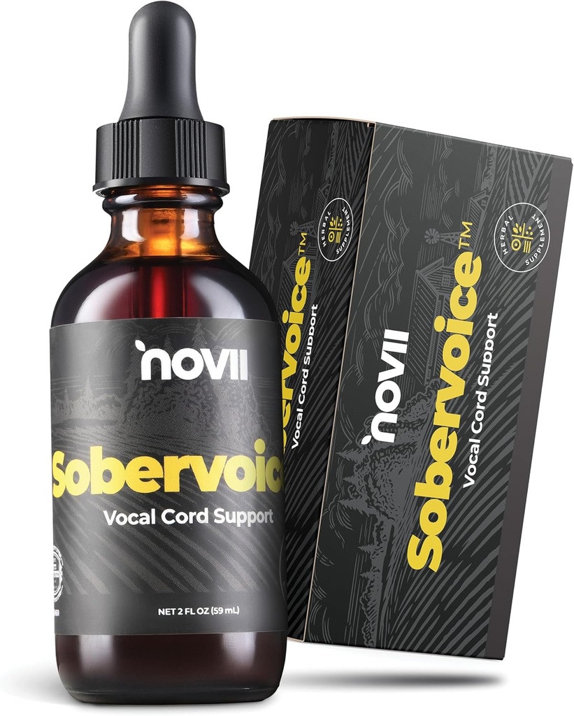 NOVII Sobervoice, Ultimate Vocal Health Drops - Vocal Strain, Dryness & Hoarseness의 초본 구호 - 음성 강화 부스터 드롭, Singers, 스피커, 공연자, 2 fl. oz.