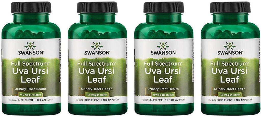 Swanson Full-Spectrum Uva Ursi Leaf - 초본 보충 지원 운동 건강 - 5 월 지원 심혈관 시스템 기능 및 방광 건강 - (100 캡슐, 450mg 각각) 4 팩