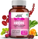 철 플러스 여성 (플랜트 기반, 킬레이트 철, Folic 산, VIT C, B12, B9, Spinach, Beetroot 추출) - 높은 흡수, 지원 혈액 빌딩, 에너지 및 면역, 100 % RDA, 120 정제