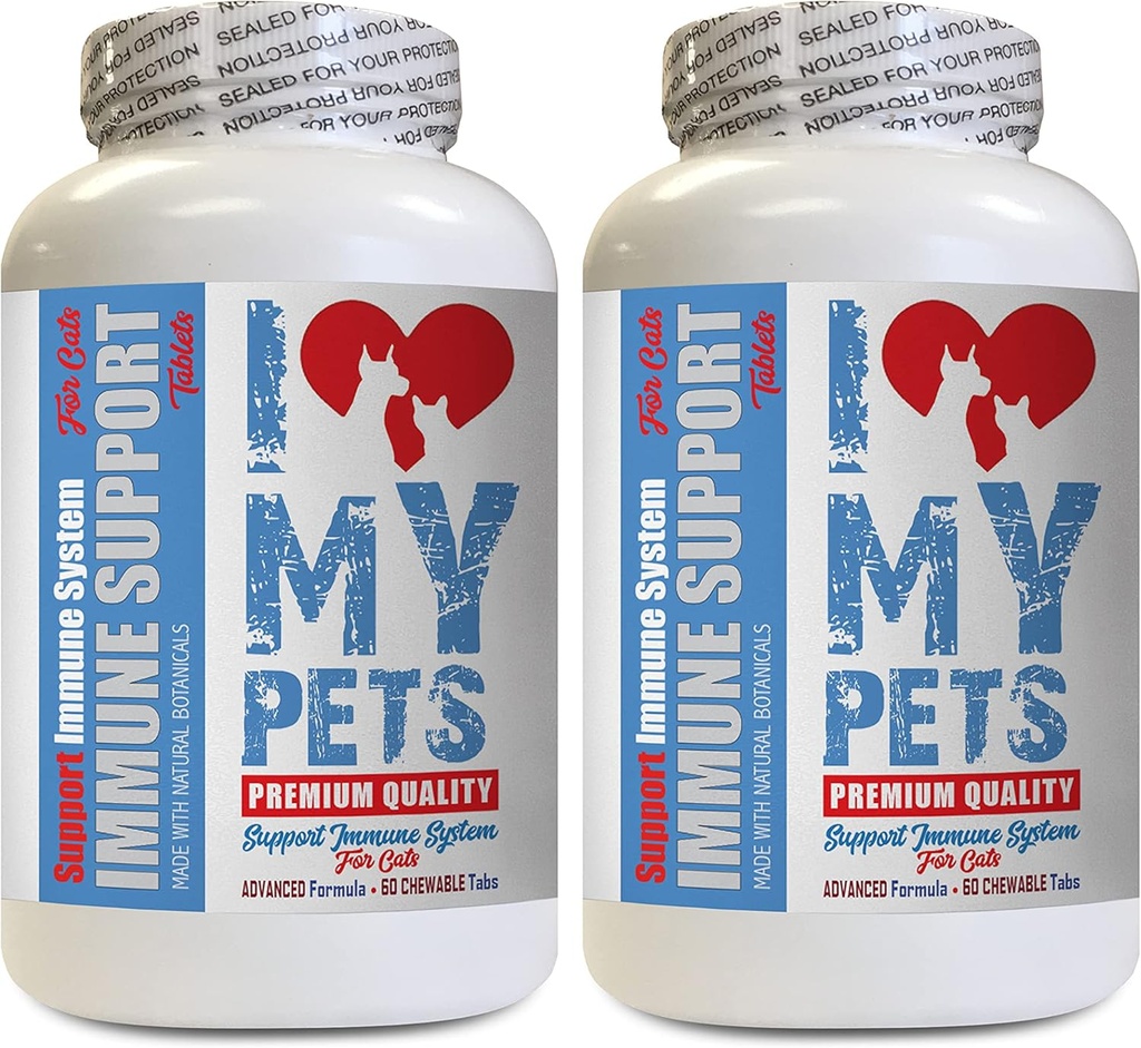 I LOVE MY PETS LLC 고양이 면역 시스템 - CAT 면역 지원 - 부스터 - 건강한 보충 - 고양이를위한 면역 체계 - 120 치료 (2 병)