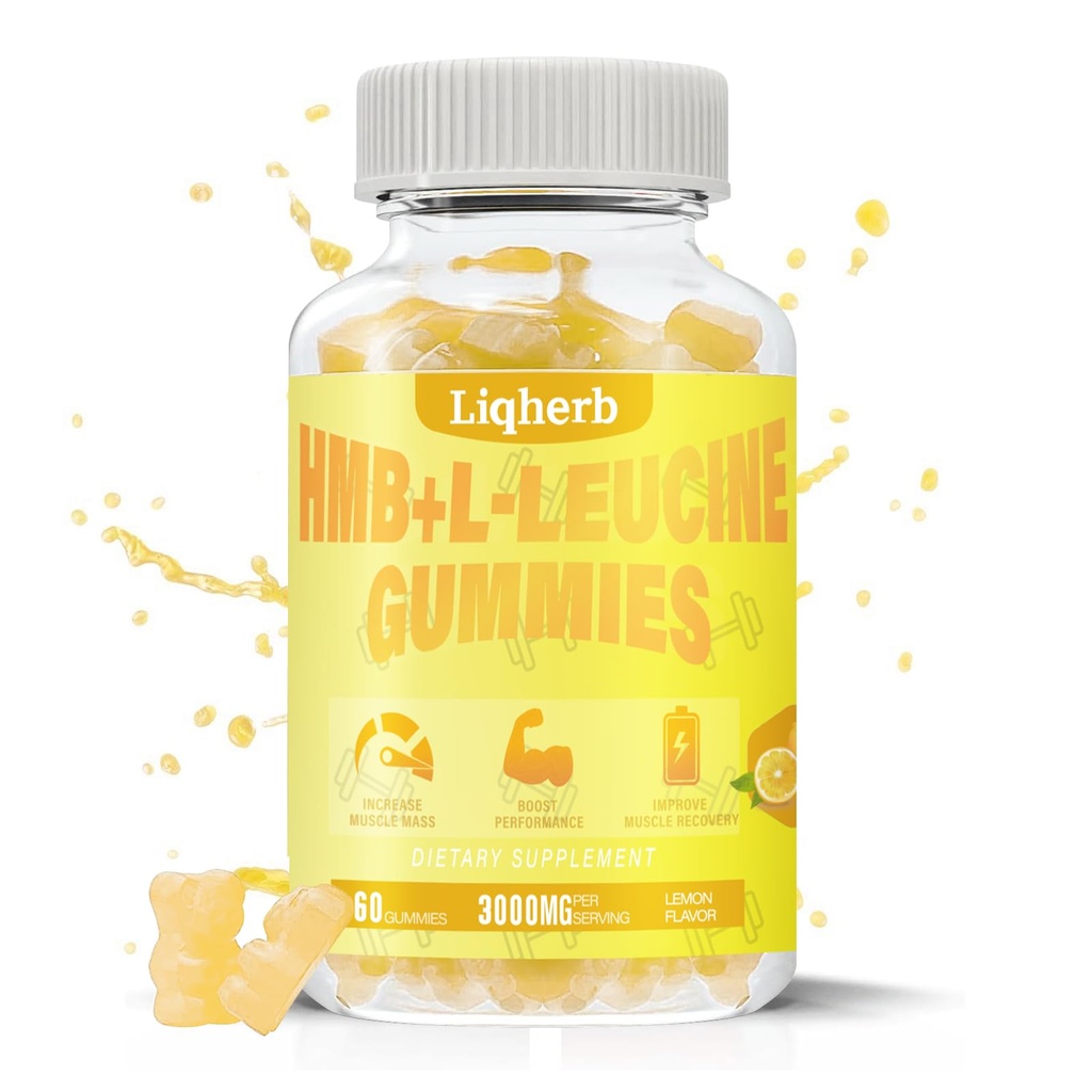 HMB와 Leucine Gummies, 3000mg HMB와 L-Leucine 보충 근육 회복을 위한, 근육 질량 & 개량 내구시간, 남자 & 여자를 위해, 비 GMO, Vegan, 글루텐 자유로운, 레몬 풍미, 120 Gummies