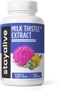 댄 델리온 뿌리와 Artichoke 추출물, 80% Silymarin Complex, 120 알약, 100% 순수한 Artichoke 잎 추출물 분말, 비 GMO & 글루텐 자유로운 초본 캡슐을 가진 STAY ALIVE 우유 이틀 보충교재