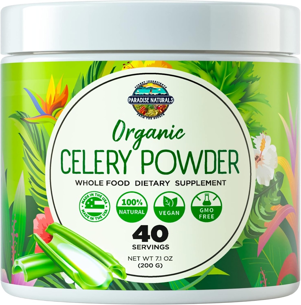 유기 셀러리 주스 분말 (40 인분) Gut Health, Detox Juice Cleanse, Boost Energy Levels & Immune System, Green Juice Powder, Powdered Greens, Colon & Body Detox Cleanse를 지원합니다.