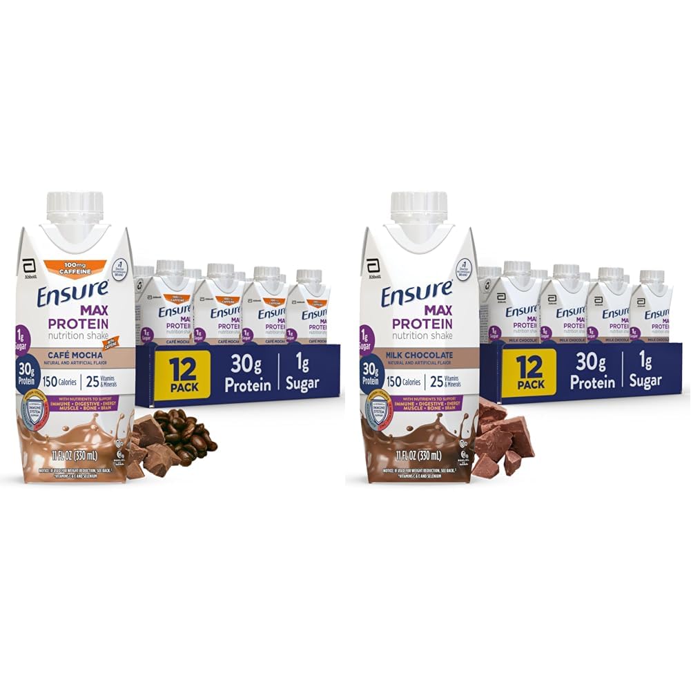 30g Protein, 25 Vitamins & Minerals, Cafe Mocha 및 Milk Chocolate, Pack of 12, Gluten Free를 포함한 최대 단백질 영양 셰이크를 보장합니다.