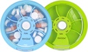 INVODA Weekly Pill 주최자 7 Compartment Rotating Pill Box for Daily Medication & Vitamins - 휴대용 여행 Pill Case Fish Oil Supplements 비타민 주최자 (그린 + 블루)