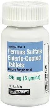 철 황산염 325mg Enteric 입히는 정제 100 조사
