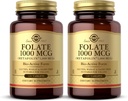 Solgar Folate 1000 mcg - 120 정제, 2 팩 - 1000 mcg Bio-Active Metafolin - Vegan, Gluten Free, Dairy Free, Kosher - 240 총 서빙