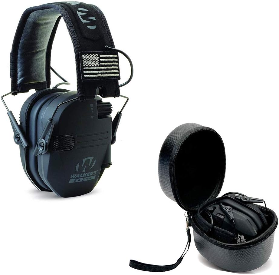 Walker의 Razor Slim Electronic Shooting Hearing Protection Muff (Sound Amplification and Suppression) 보호 케이스