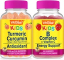 WellYeah Turmeric Curcumin Kids + B Complex Kids, Gummies Bundle - 훌륭한 타스팅, 비타민 보충, 글루텐 무료, GMO 무료, Chewable Gummy