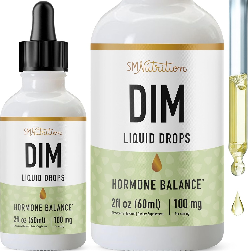 DIM Liquid Drops 여성 및 남성을위한 에스트로겐 균형을위한 보충 100mg | 여성, PMS 지원 및 산화 지원을위한 호르몬 균형, 남성용 보충제 | Vegan, Non-GMO, 제 3 자 시험