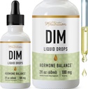 DIM Liquid Drops 여성 및 남성을위한 에스트로겐 균형을위한 보충 100mg | 여성, PMS 지원 및 산화 지원을위한 호르몬 균형, 남성용 보충제 | Vegan, Non-GMO, 제 3 자 시험