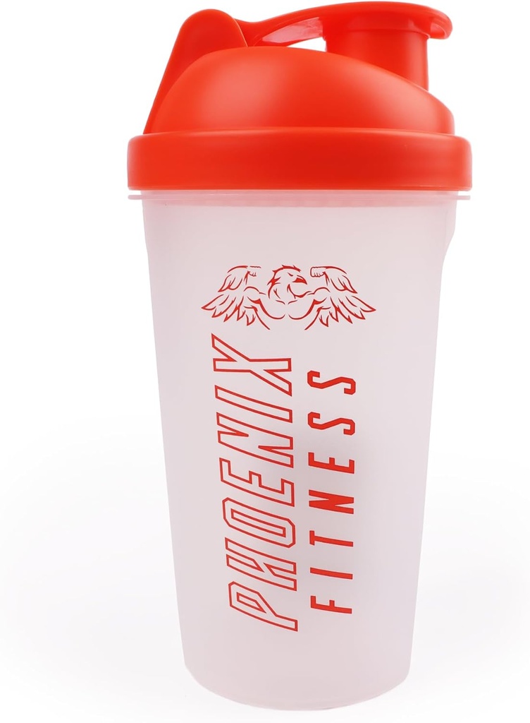 피닉스 피트니스 단백질 셰이커 병 - 500ml 누출 나사 탑 뚜껑과 메쉬 병 - Dishwasher 안전 BPA 무료 스포츠 및 체육관 병 - 오렌지