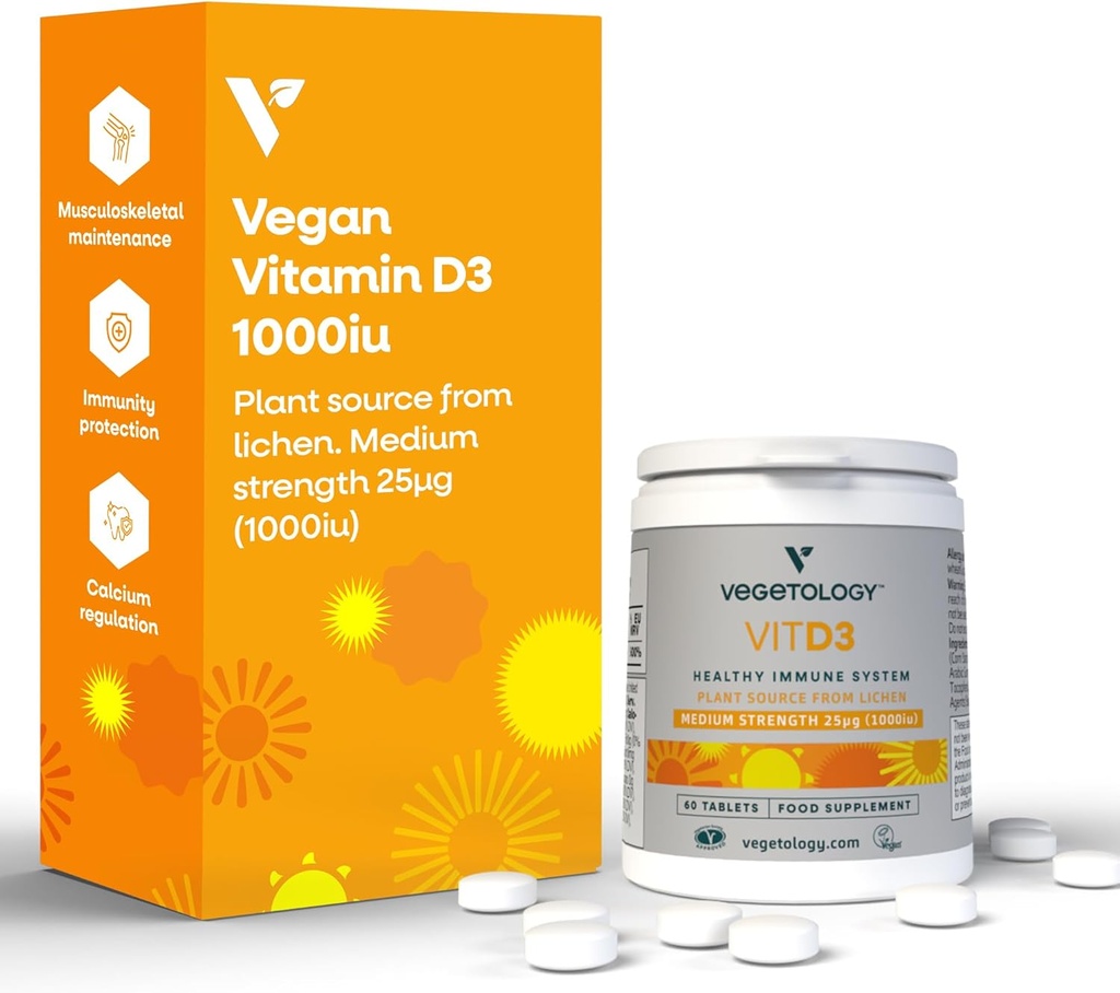 Chewable 비타민 D3 정제 - 고강도 62.5μg 2,500IU 비타민 D3 Cholecalciferol - Vegan Gluten 무료 VIT D3 비타민 보충제 (60Ct)