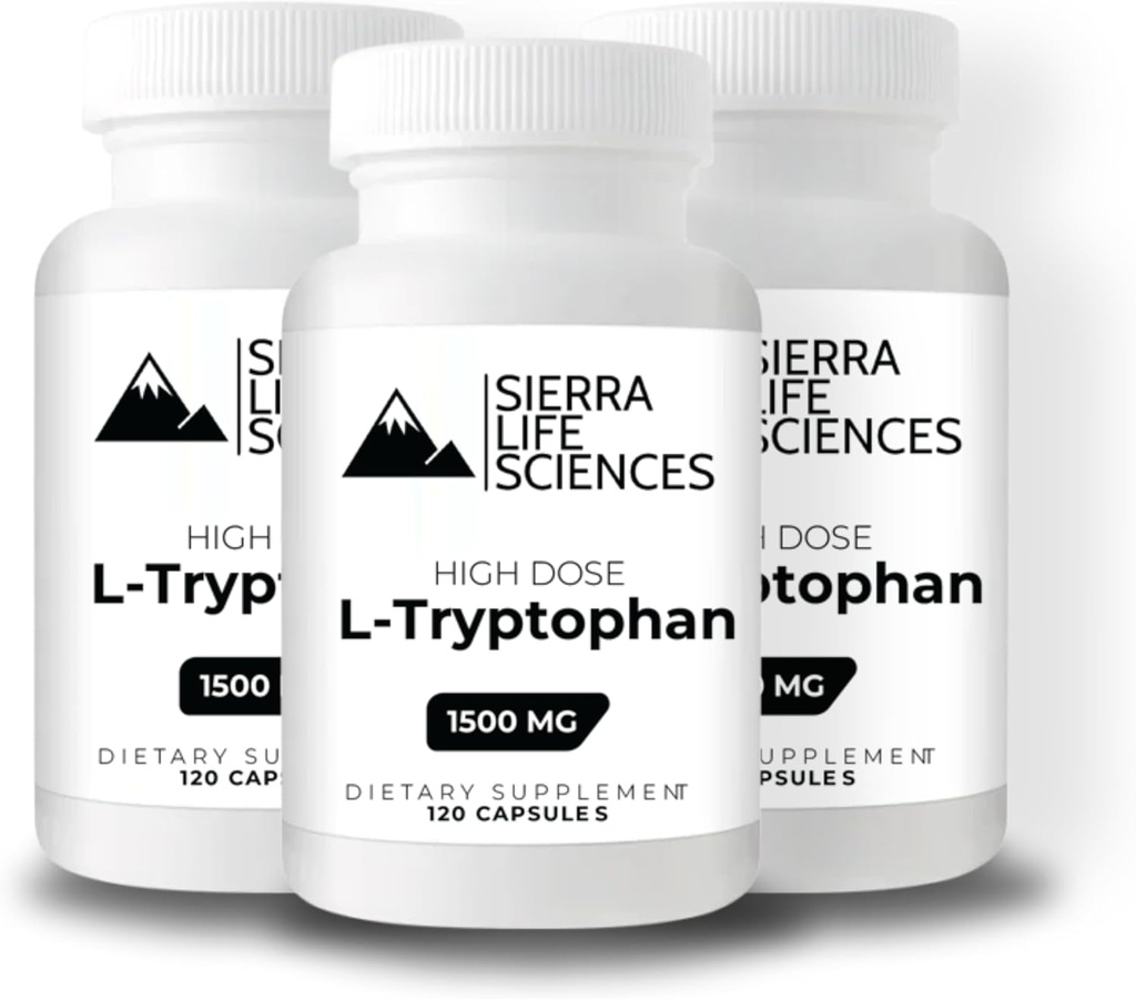 1500mg High Dose L-Tryptophan Max in Easy-to-Swallow 캡슐 | 글루텐 프리, 비 GMO | 40 인분 (3-Pack)