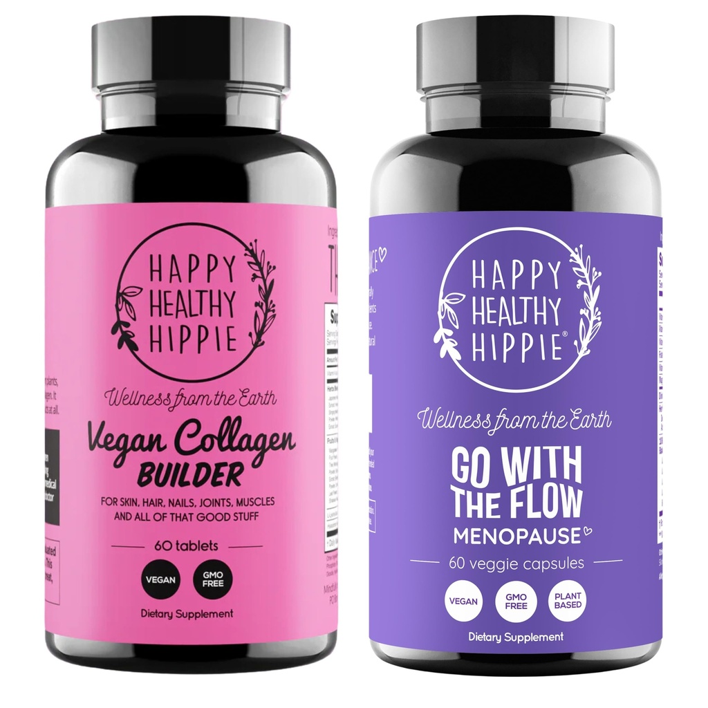 행복한 건강한 Hippie는 교류 Menopause 지원 & Vegan 교원질 건축업자 교원질 알약으로 갑니다