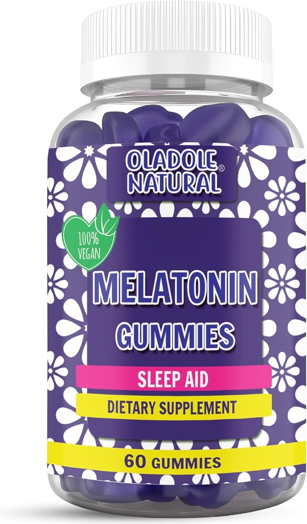 Oladole Natural Sleep Complex 86mg Extra Strength Melatonin, L-Theanine, Passiflora, 5-HTP, 가나 씨앗 추출물 | 수면 지원은 Relaxation & Fall Asleep Faster - 60 Gummies, 포도 풍미를 촉진합니다.