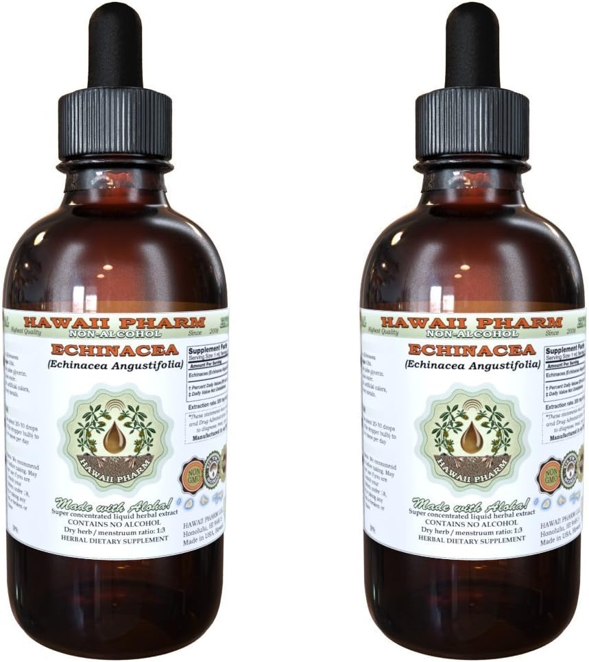 Echinacea 알콜 자유로운 액체 추출물, Echinacea (Echinacea Angustifolia)에 의하여 말린 뿌리 글리세라이드 하와이 Pharm 자연적인 초본 보충교재 2x4 oz